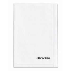 Alaska Airlines Dinner Napkins Set of 4 White Linen Fabric 20x20 Button Hole